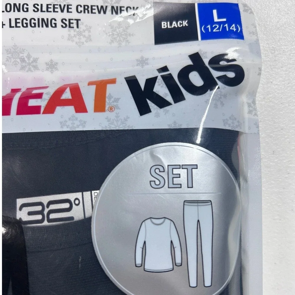 32 Degrees Kids Long Sleeve Crew Neck + Legging Set Black Size Large (12-14) NEW